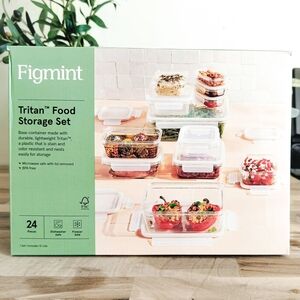 NWT 24pc (Set of 12) Tritan Clear Plastic Food Storage Container Set with Lids